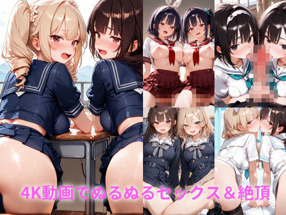 【4K神画質】親友と一緒に種付けセックス実習！制服JK100連発！【40分】 - サンプル画像 2