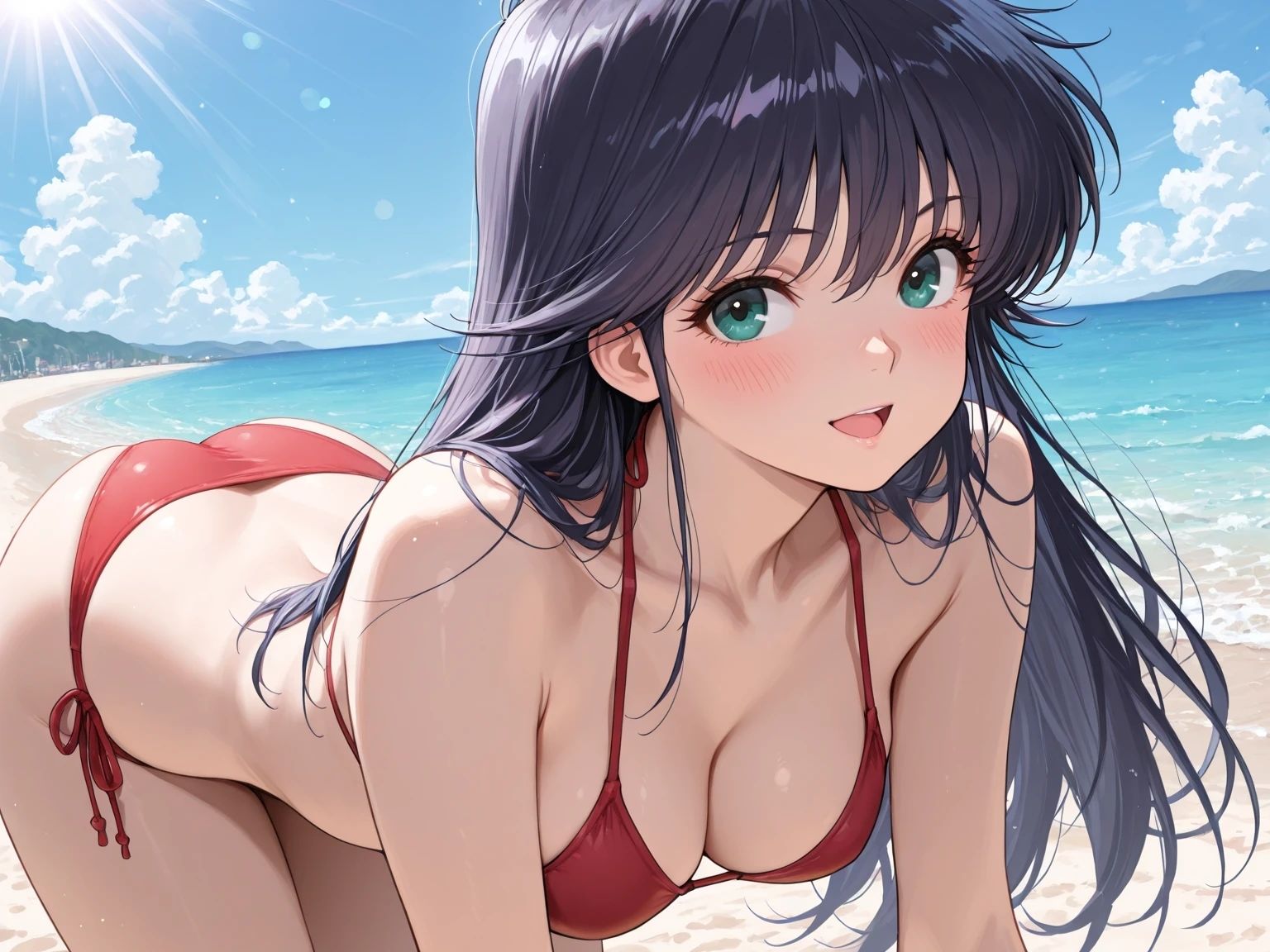 AIイラストCG集136 鮎〇まどか ― 潮風に抱かれて ― - サンプル画像 1