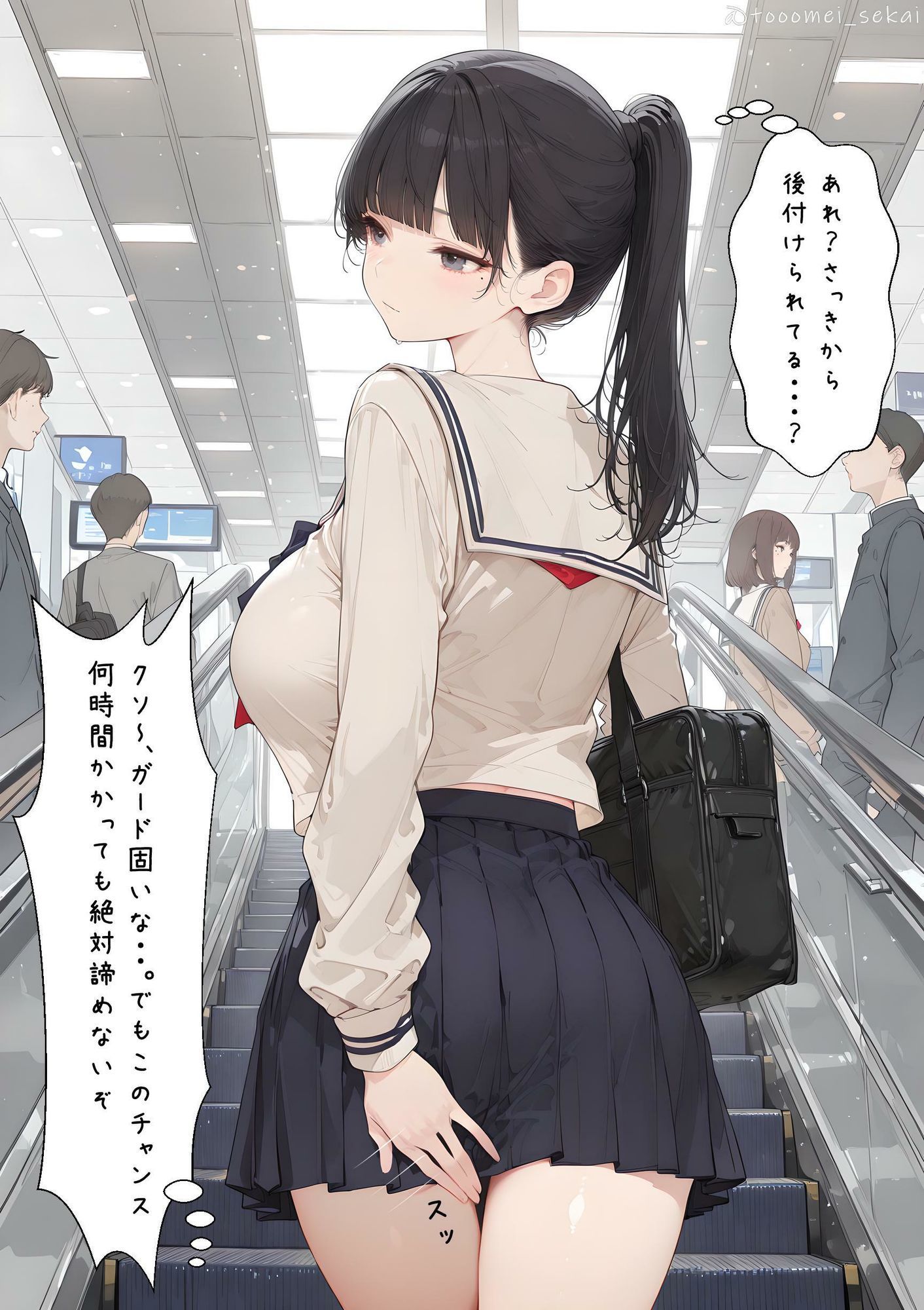 清楚系なのにKカップおっぱいの爆乳JKのイラスト集 - サンプル画像 2