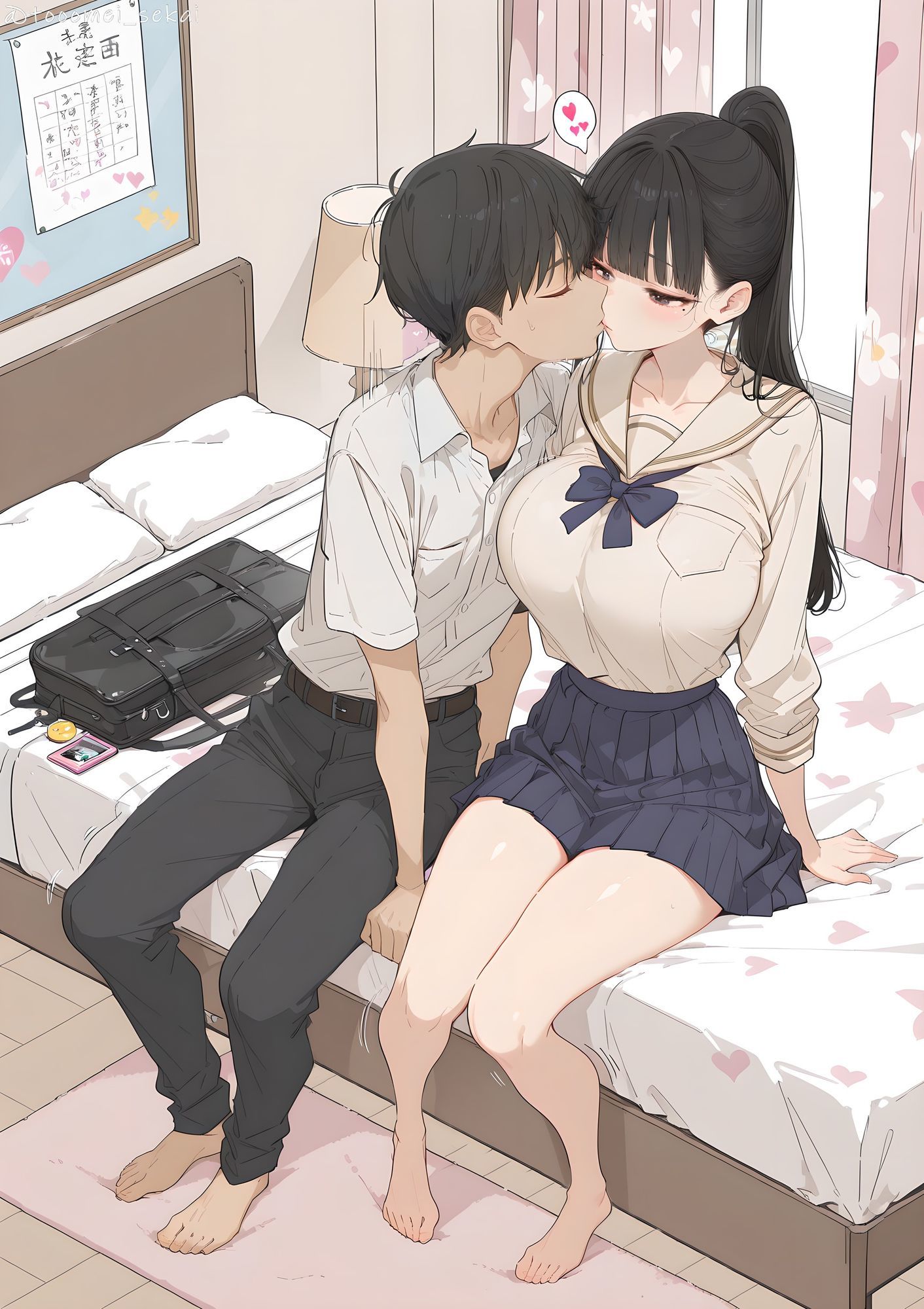 清楚系なのにKカップおっぱいの爆乳JKのイラスト集 - サンプル画像 4