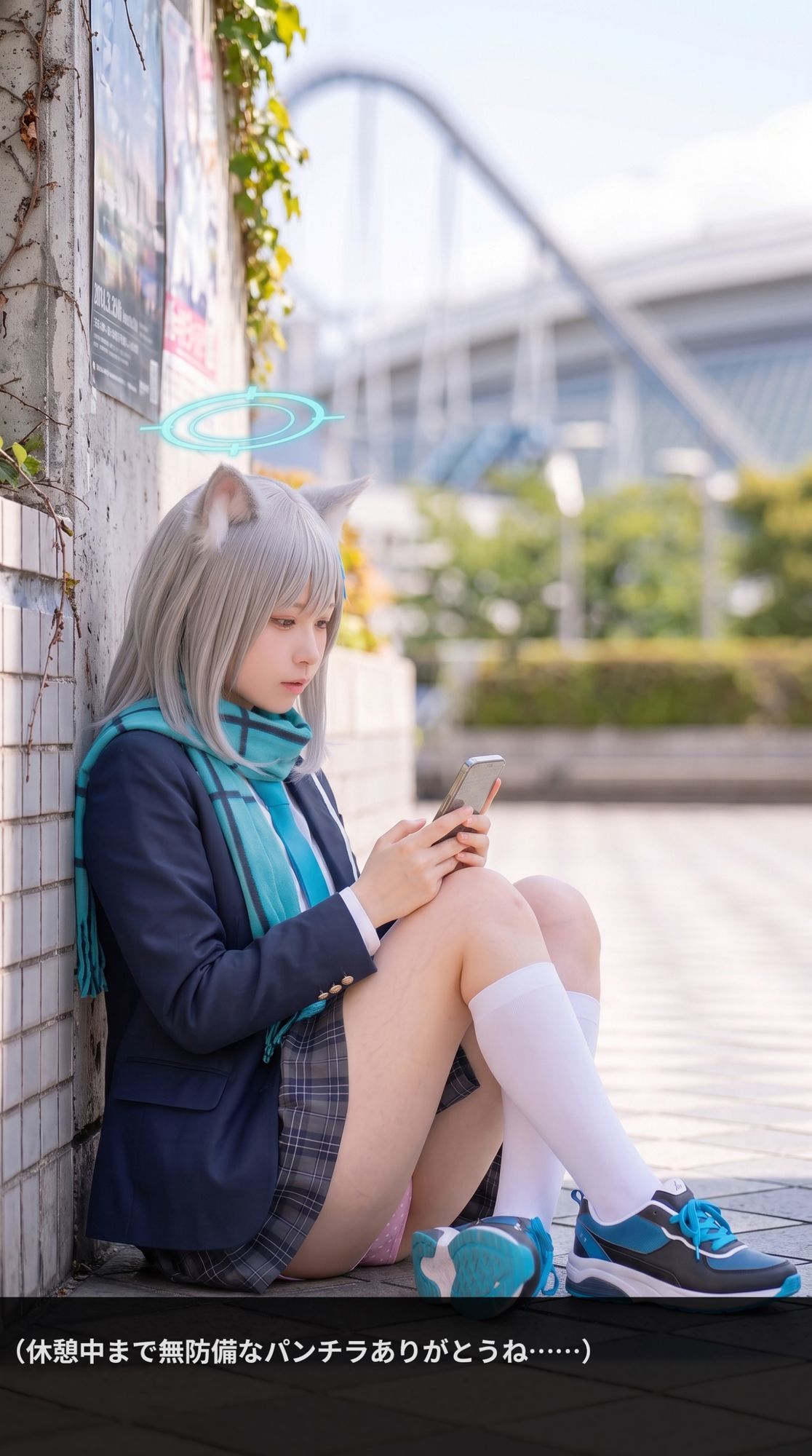 【前編】隙だらけな銀髪コスプレイヤーのパンチラ・ブラチラをカメコ視点で撮りまくる！【デジタルコミック風/AI写真集】 - サンプル画像 5