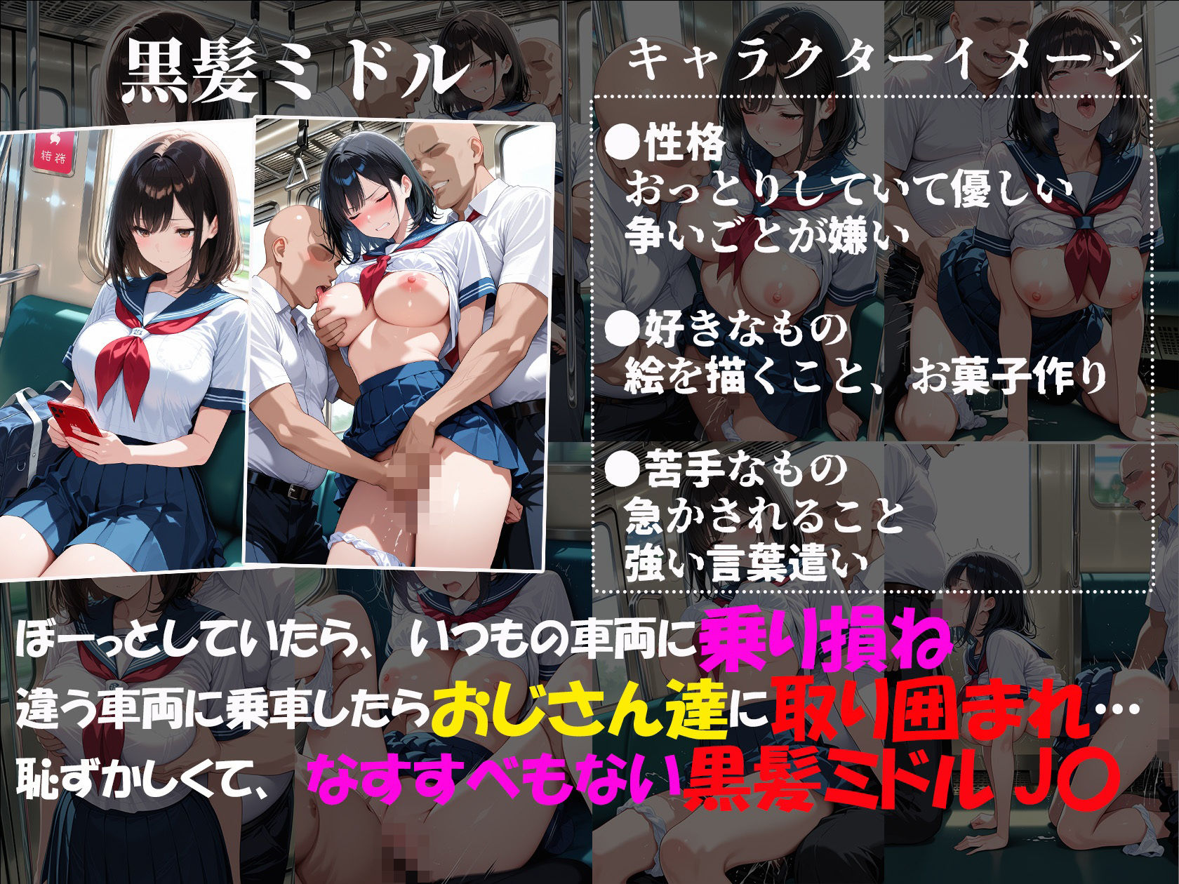 痴●電車で毎日中出しされ続ける黒髪JKの記録 - サンプル画像 1