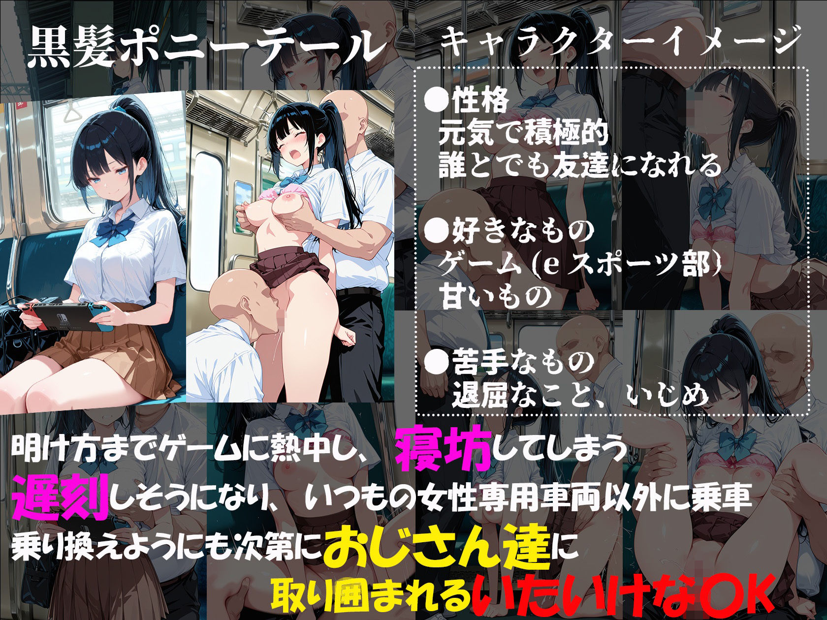 痴●電車で毎日中出しされ続ける黒髪JKの記録 - サンプル画像 3