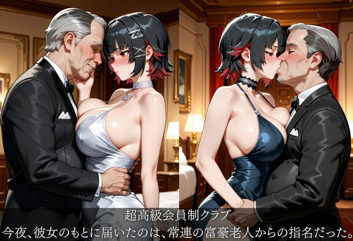 巨乳美女がお金のために富豪老人にご奉仕 - サンプル画像 1