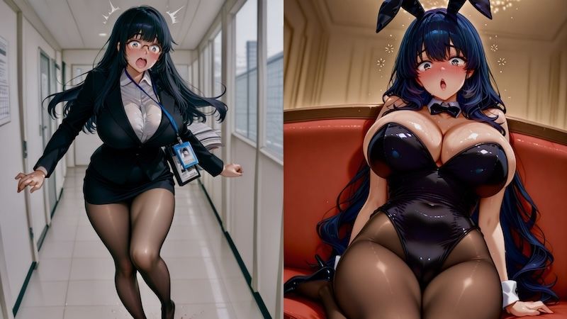 黒髪ロングちゃんとえっち〜憧れのバニーガールは会社の地味子ちゃん！？〜 - サンプル画像 1