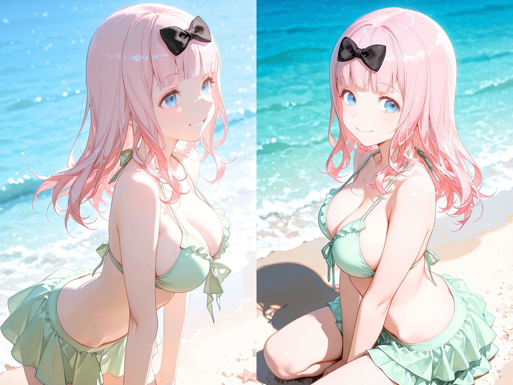 【4K動画付き】ヒロインと海辺の誘惑:藤原ち〇編 かぐや様は告〇せたい 4K高画質 - サンプル画像 1