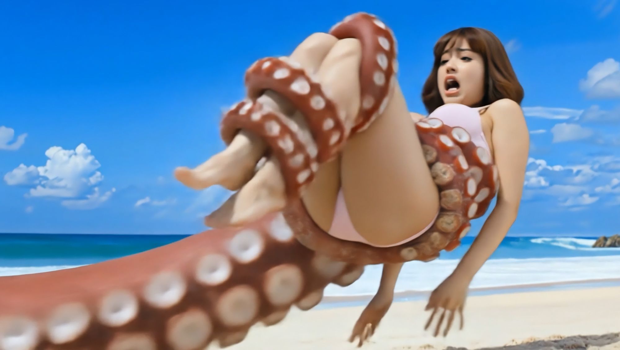 巨大触手 VS 巨乳グラドル - サンプル画像 6