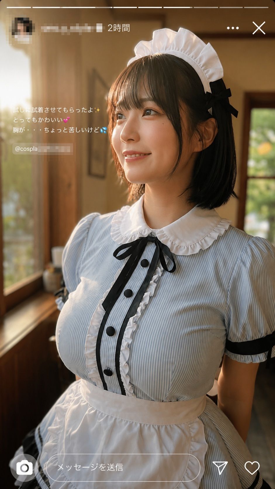 【AI生成】IMAGE VIDEO ＆ AI写真集 Vol.5 小野結愛 コスプレ喫茶Ohanaアルバイト/大学生（20） 「古びた喫茶店の、女神がおもてなし」 - サンプル画像 4