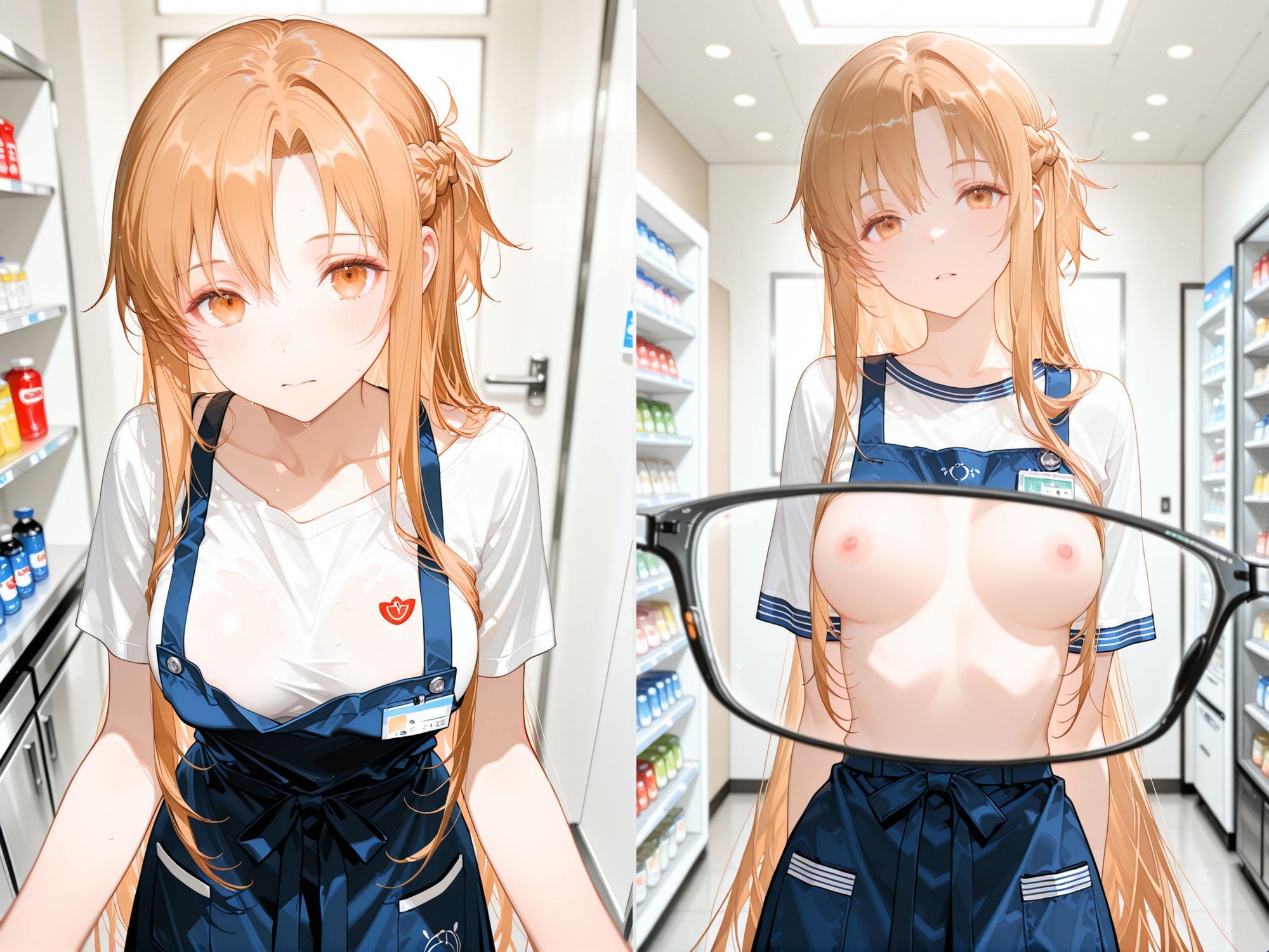 【4K動画付き】 24時間の快楽:コンビニで牝に目覚める ア〇ナ編 ソードアートオ〇ライン SAO 結〇明日奈 - サンプル画像 1
