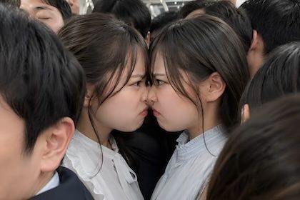 【満員電車】スペースを確保できないことに苛ついてキャットファイトになる美女 - サンプル画像 2