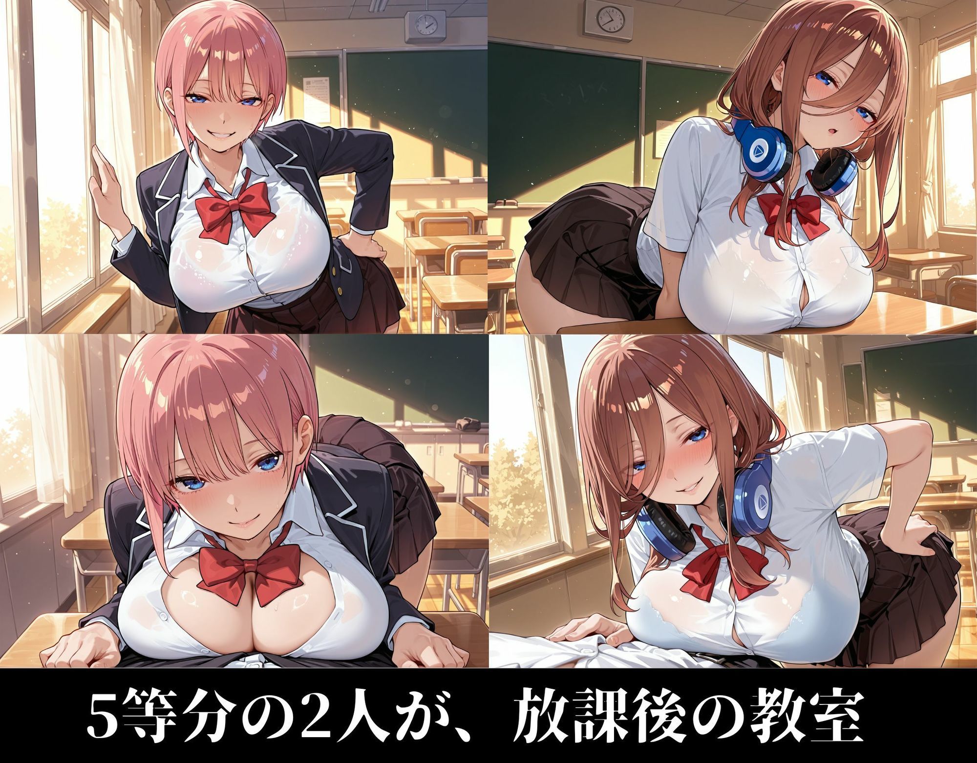五等分の白濁   〜〇花と〇玖 放課後濃厚ぶっかけ〜 - サンプル画像 4