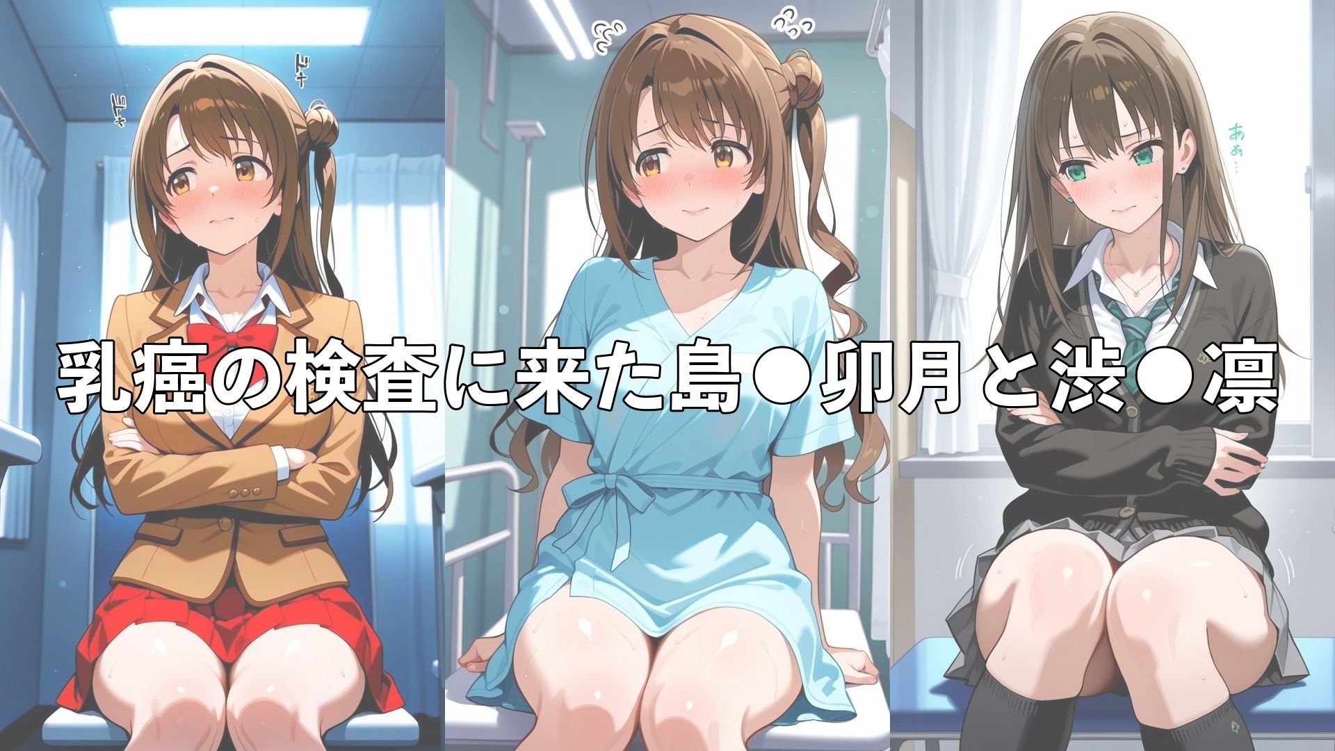乳がん検診に来たところ悪徳医師の手つきが徐々にいやらしくなり最終的にはチ●ポを挿入【島●卯月＆渋●凛】 - サンプル画像 2