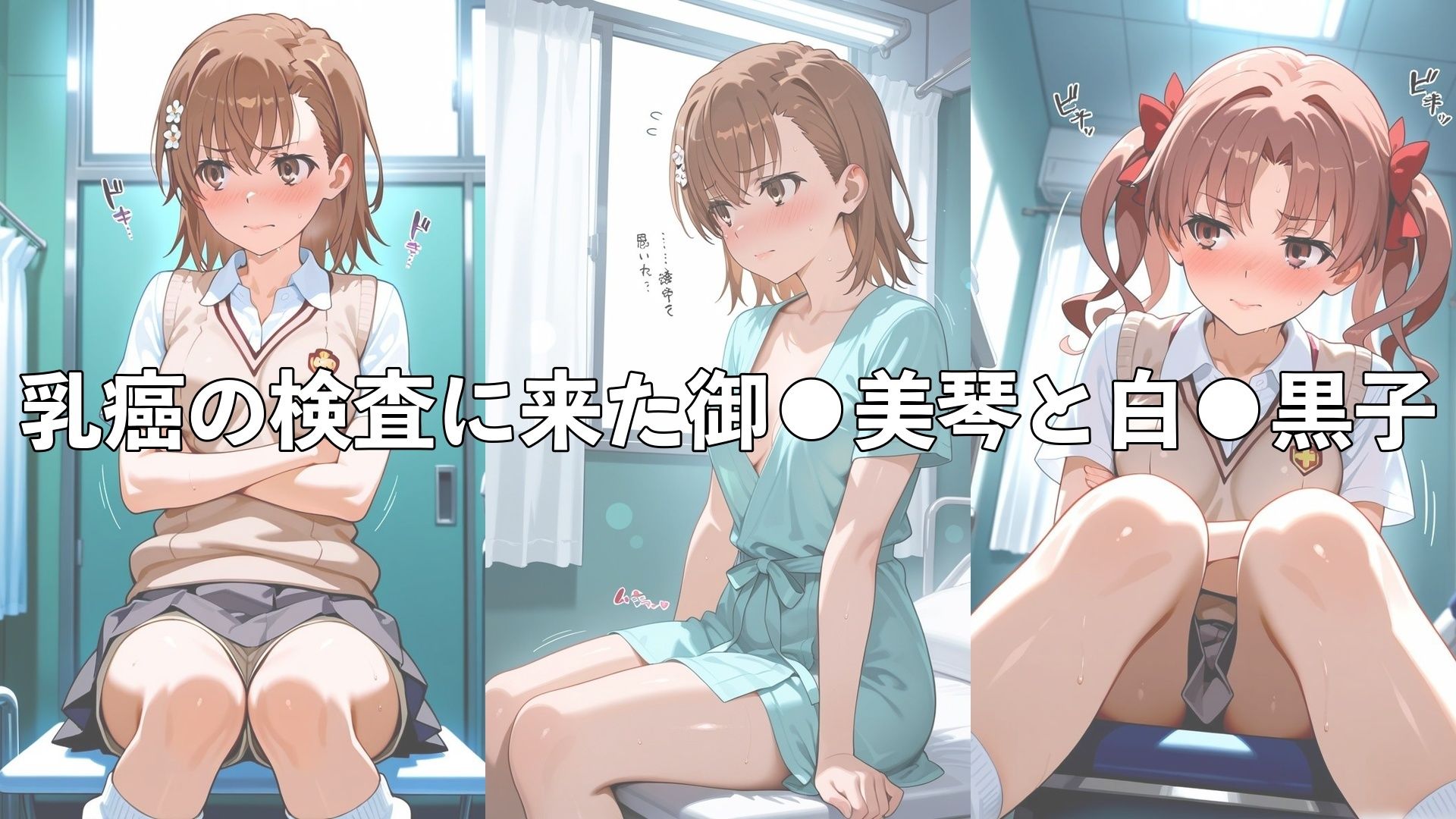 乳がん検診に来たところ悪徳医師の手つきが徐々にいやらしくなり最終的にはチ●ポを挿入【御●美琴＆白●黒子】 - サンプル画像 2