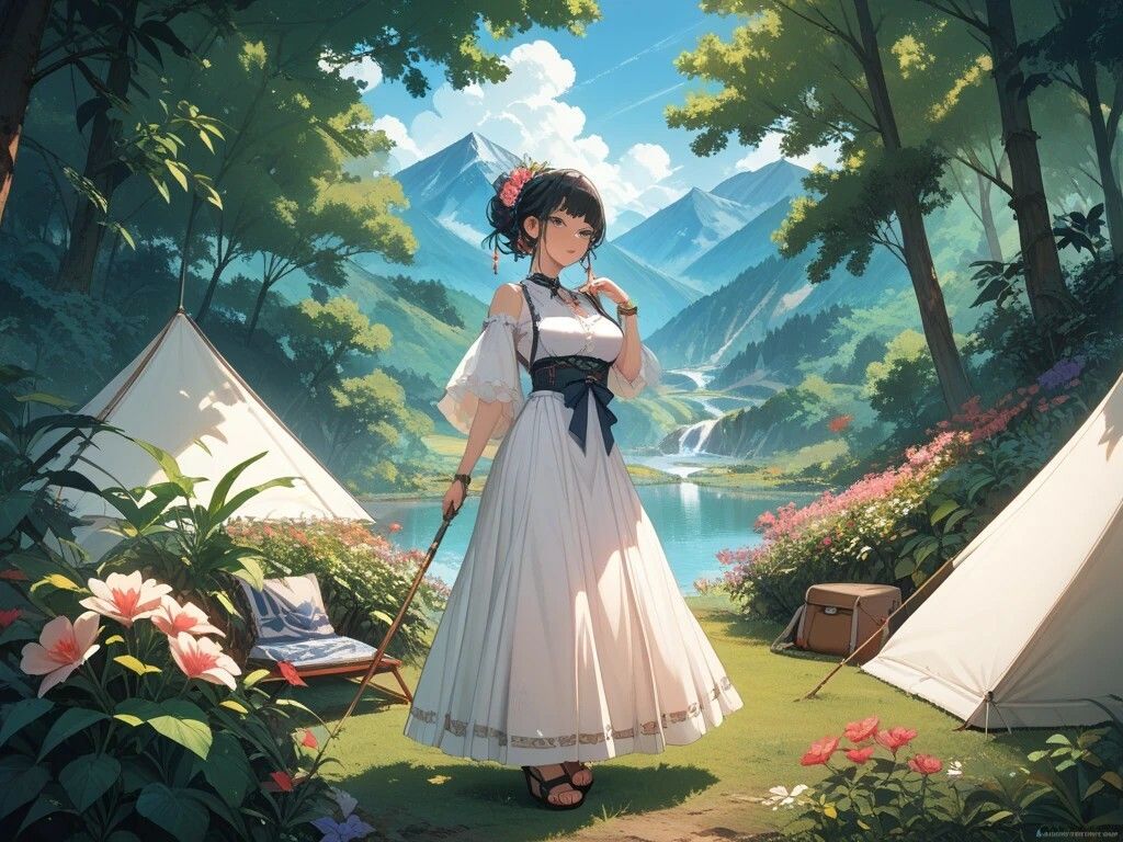 OLオフィスプレイと浜辺を楽しむ美女とキャンプ好き美女 - サンプル画像 7