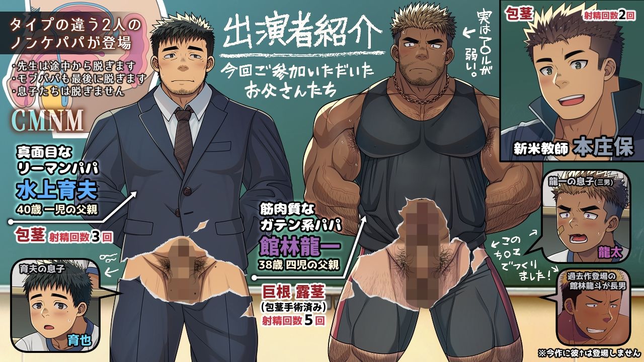 ノンケパパの大人の男の体と生殖器を使って、親子で学ぶ性教育の授業。 - サンプル画像 1