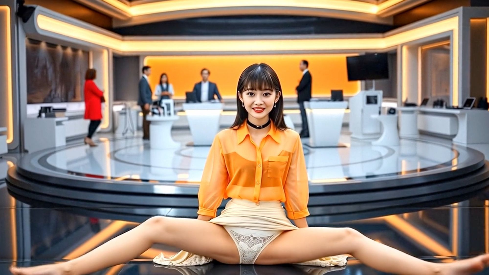 妄想28 女子アナ 放送前の下着チェック AI生成動画 - サンプル画像 2