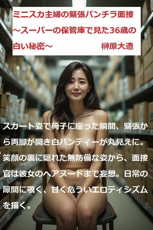 ミニスカ主婦の緊張パンチラ面接 〜スーパーの保管庫で見た36歳の白い秘密〜 - サンプル画像 1