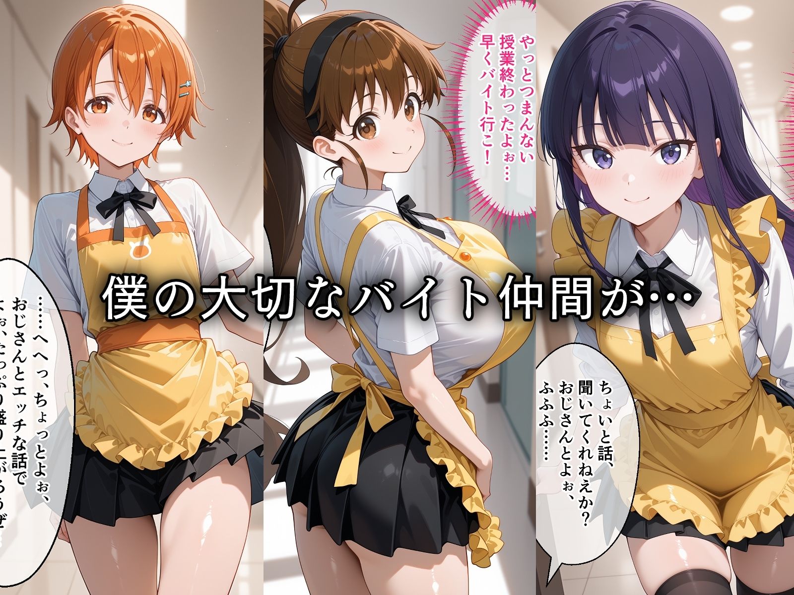 寝取られた巨乳ウェイトレスたち〜催〇アプリで種付け完了 - サンプル画像 1