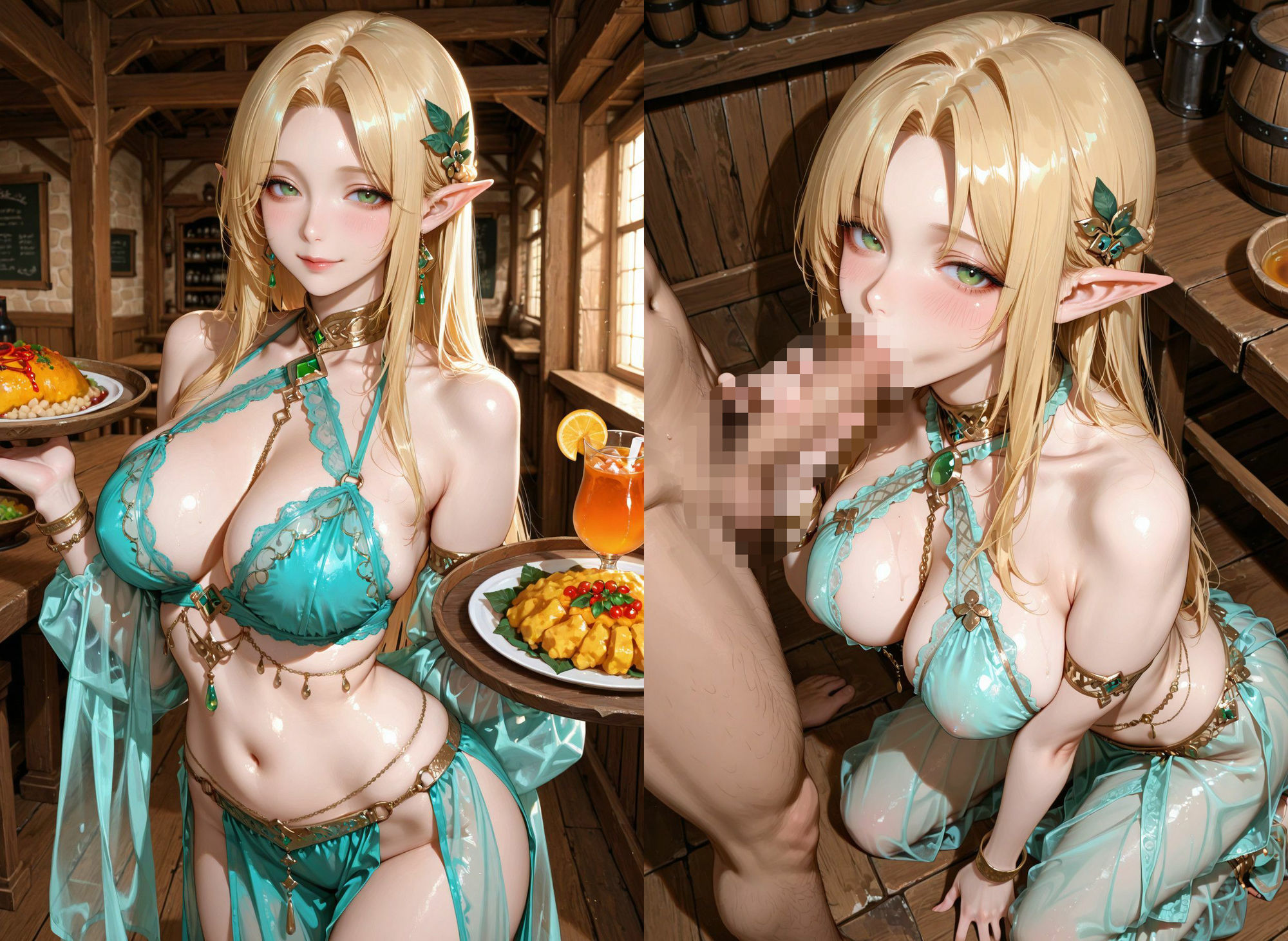 行きつけの居酒屋のエルフとのワンナイトラブ - サンプル画像 1