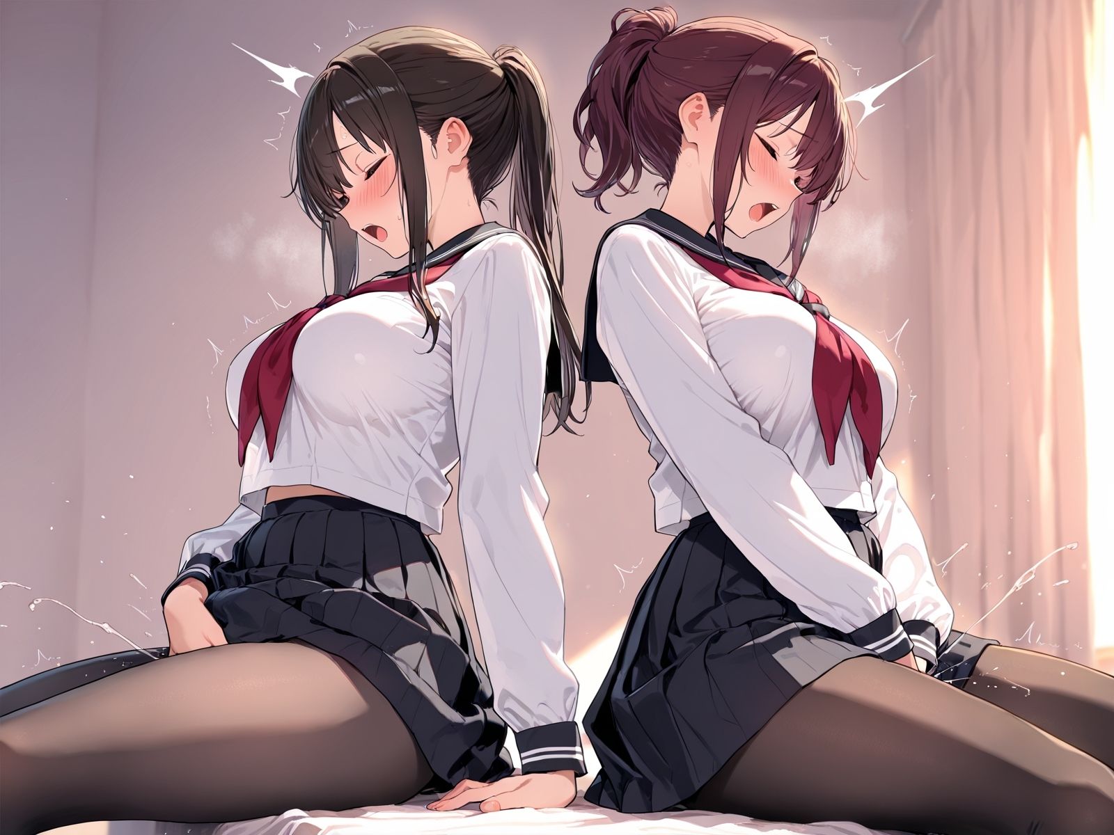 【角オナニー動画】きもちいい角を見つけちゃった女の子たち〜パート（14）制服スペシャル！「雪見だいふくちゃん」＆「Amiちゃん」の2人でオナニー - サンプル画像 3