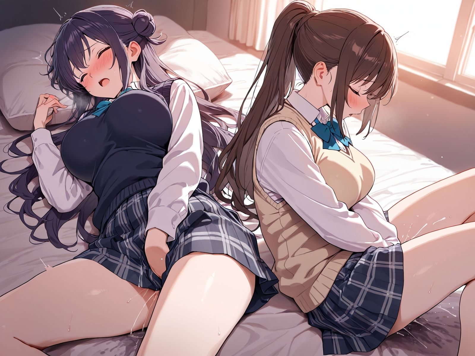 【角オナニー動画】きもちいい角を見つけちゃった女の子たち〜パート（14）制服スペシャル！「雪見だいふくちゃん」＆「Amiちゃん」の2人でオナニー - サンプル画像 4