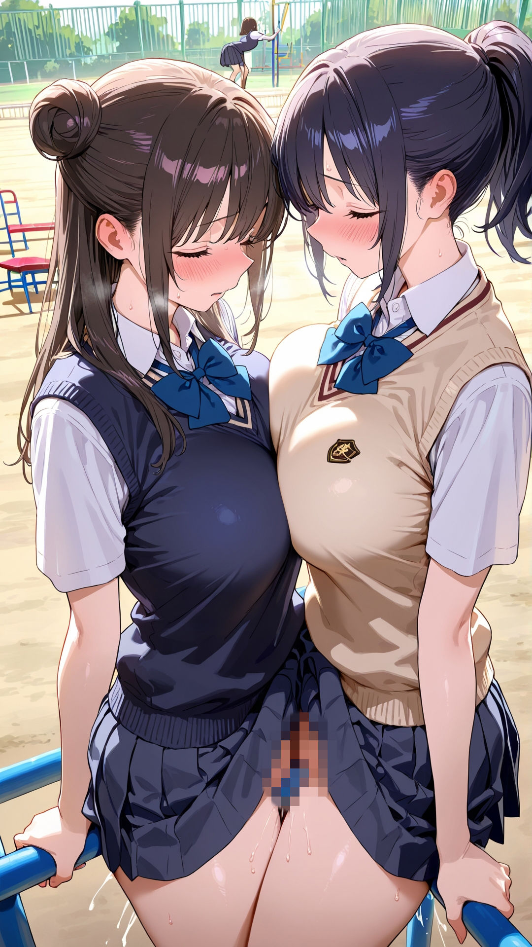 【角オナニー動画】きもちいい角を見つけちゃった女の子たち〜パート（14）制服スペシャル！「雪見だいふくちゃん」＆「Amiちゃん」の2人でオナニー - サンプル画像 9