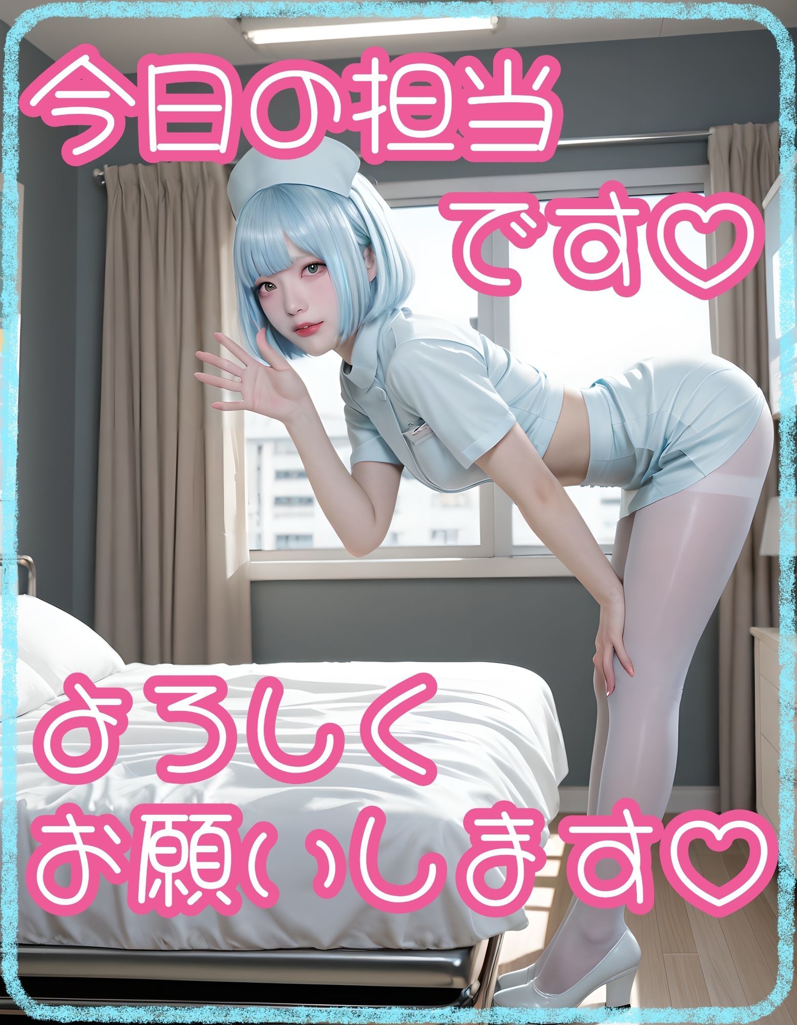 【白スト】ナースのヘルスチェック【青ショート】 - サンプル画像 1
