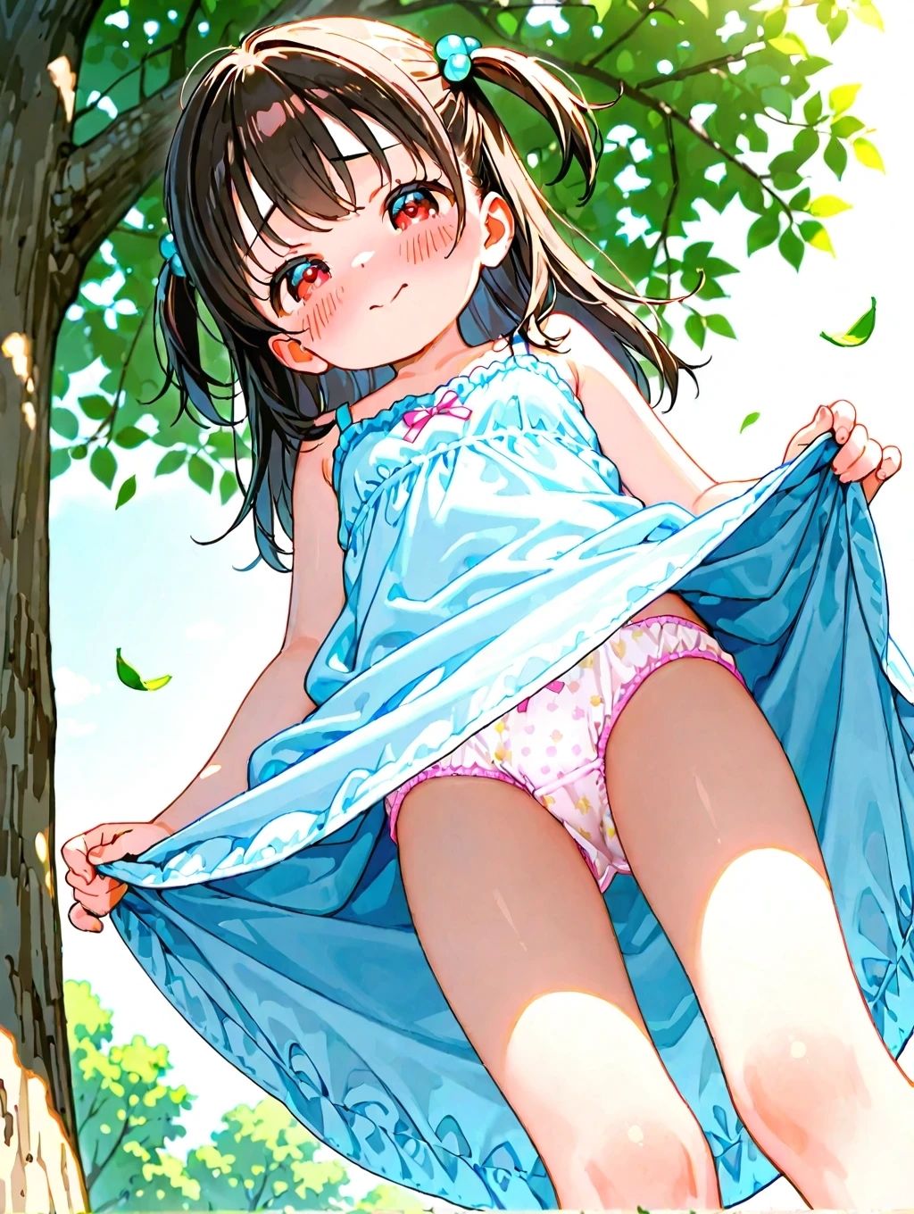 メス〇キが恥ずかしい顔してスカートを捲り上げてパンツを見せてくれるイラスト300枚 - サンプル画像 7