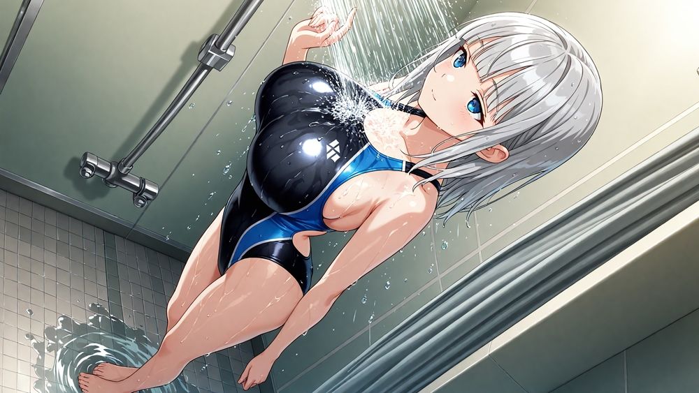 真面目赤髪と活発銀髪の爆乳水泳部が顧問と羞恥中出し撮影 - サンプル画像 6