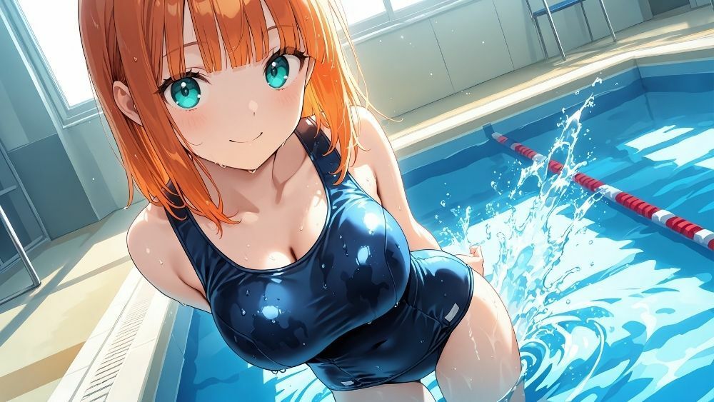 爆乳オレンジ黒髪水泳部が新人コーチと個別レッスン契約【4K】 - サンプル画像 4