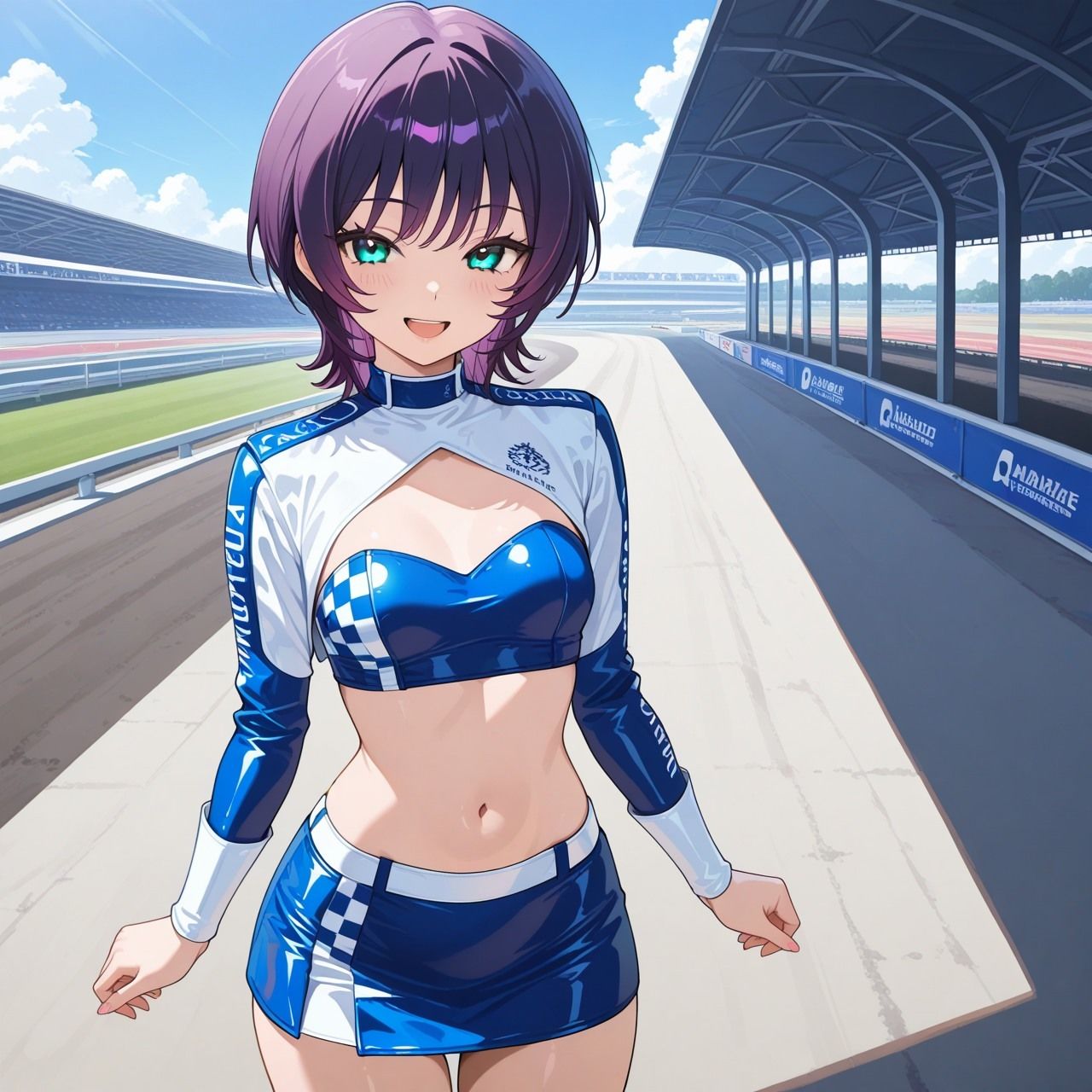 紫ショートちゃんの秘密のコスプレ撮影会 〜バニー・レースクイーン・巫女・ナース〜【R18 AI CG集】 - サンプル画像 2