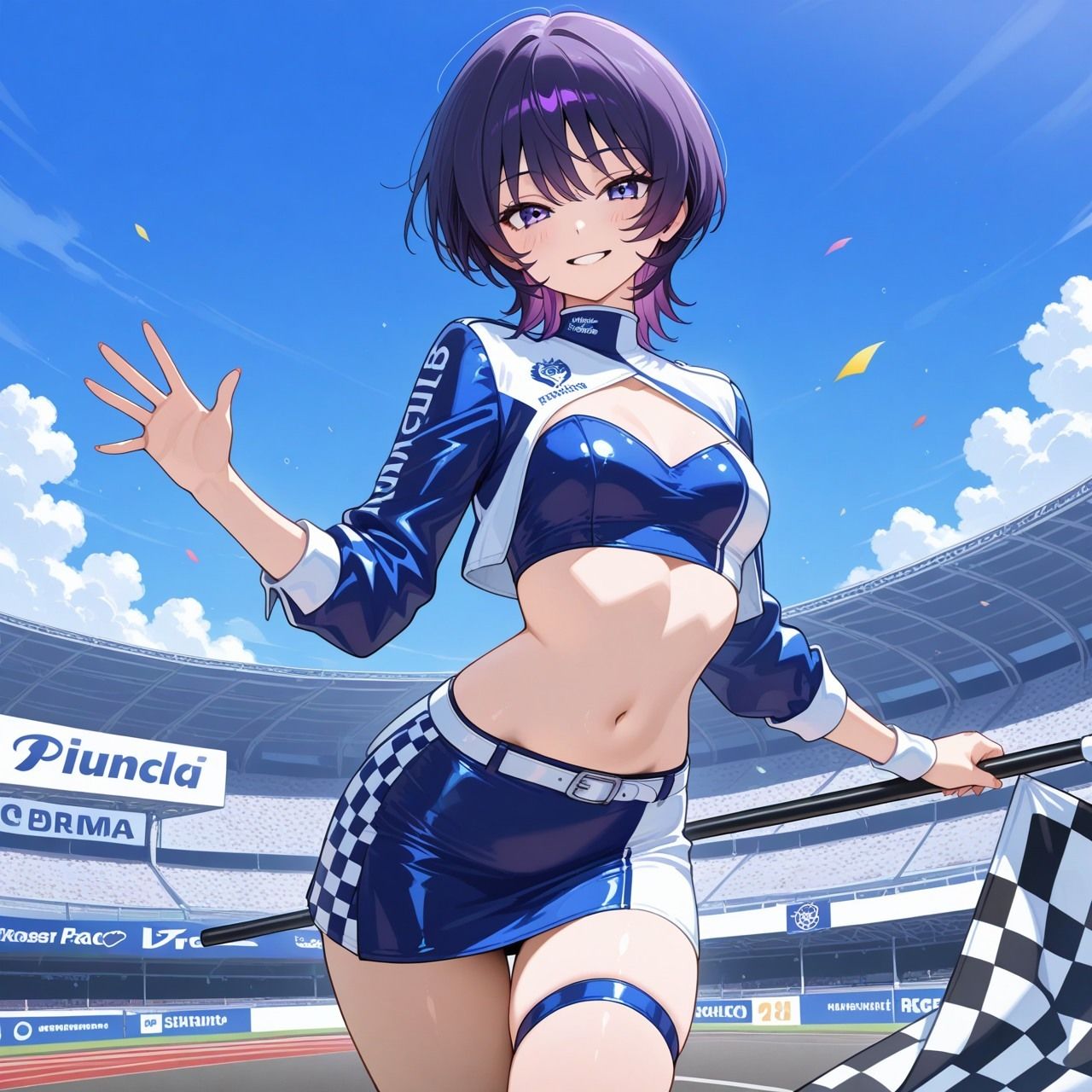 紫ショートちゃんの秘密のコスプレ撮影会 〜バニー・レースクイーン・巫女・ナース〜【R18 AI CG集】 - サンプル画像 3