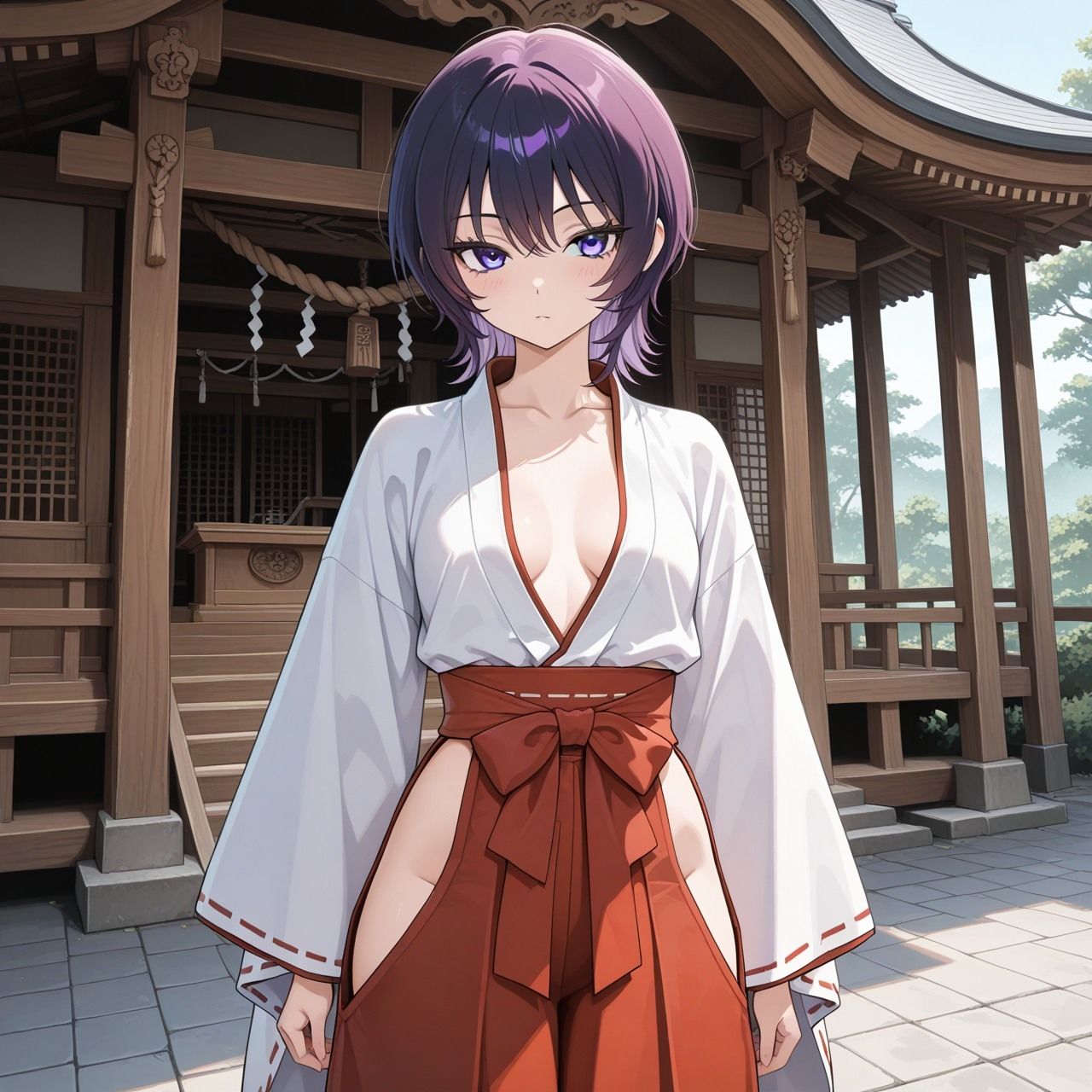 紫ショートちゃんの秘密のコスプレ撮影会 〜バニー・レースクイーン・巫女・ナース〜【R18 AI CG集】 - サンプル画像 4