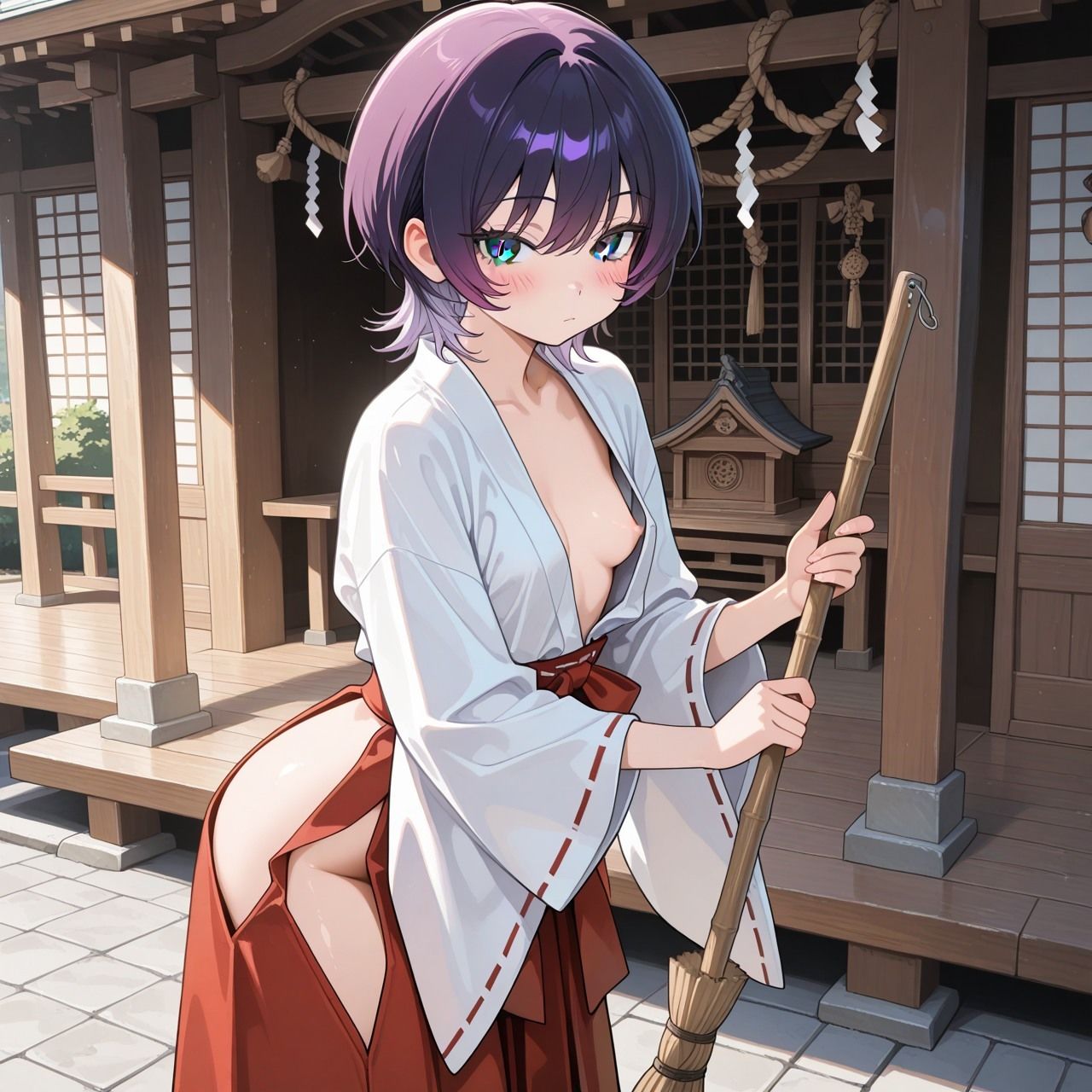 紫ショートちゃんの秘密のコスプレ撮影会 〜バニー・レースクイーン・巫女・ナース〜【R18 AI CG集】 - サンプル画像 5