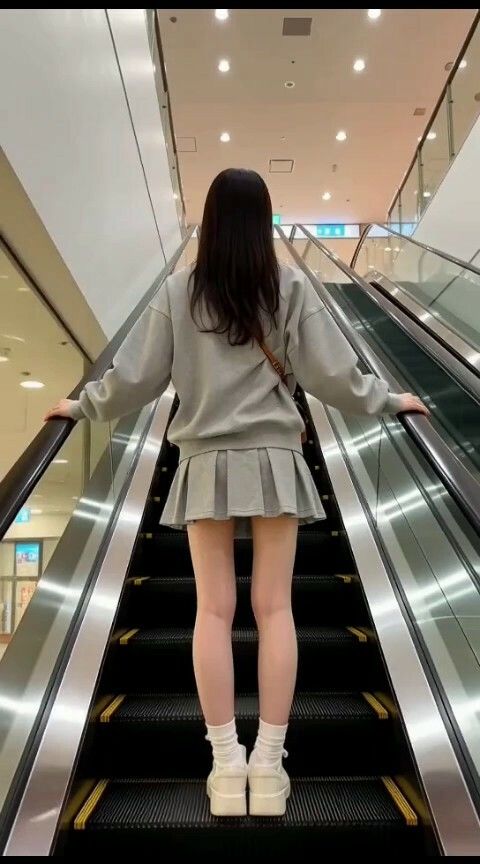 ［AI動画・スマホ特化］ エスカレータで見かけた可愛い子…やることやってるんだ… - サンプル画像 2