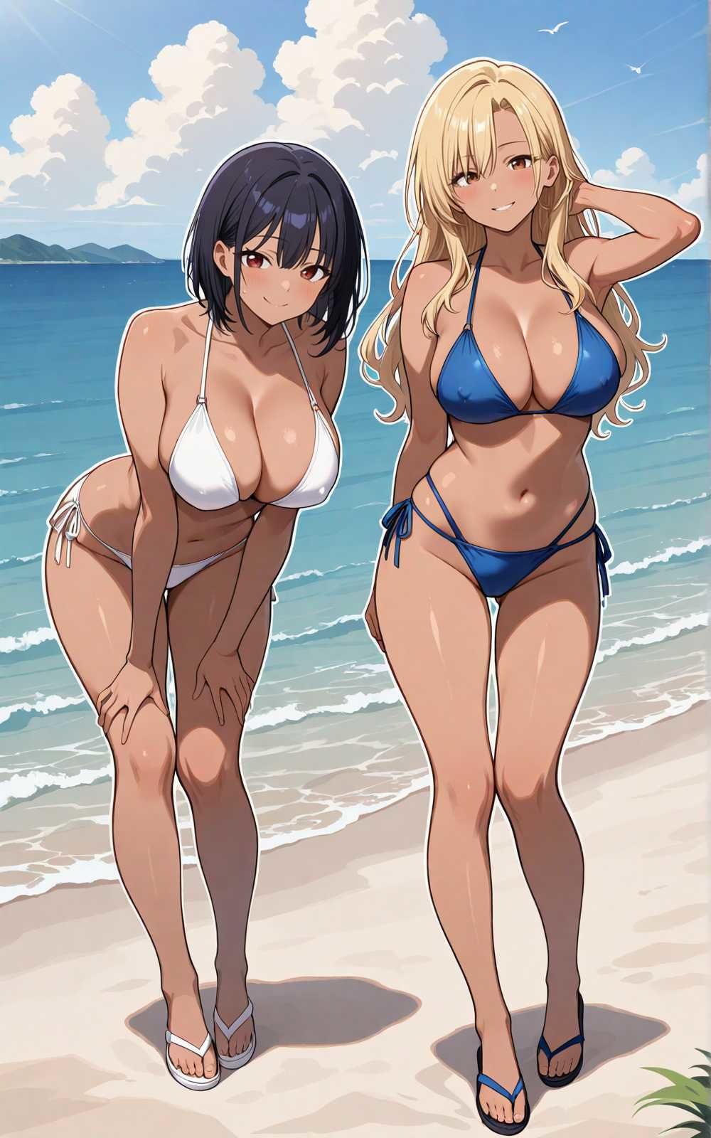 【水着シリーズ】仲良し美少女水着撮影会【500枚】・スク水・競泳水着・ビキニ美少女イラスト集 - サンプル画像 1
