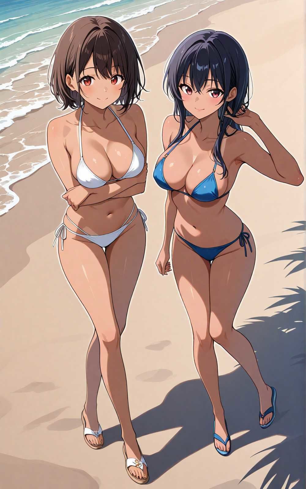 【水着シリーズ】仲良し美少女水着撮影会【500枚】・スク水・競泳水着・ビキニ美少女イラスト集 - サンプル画像 2