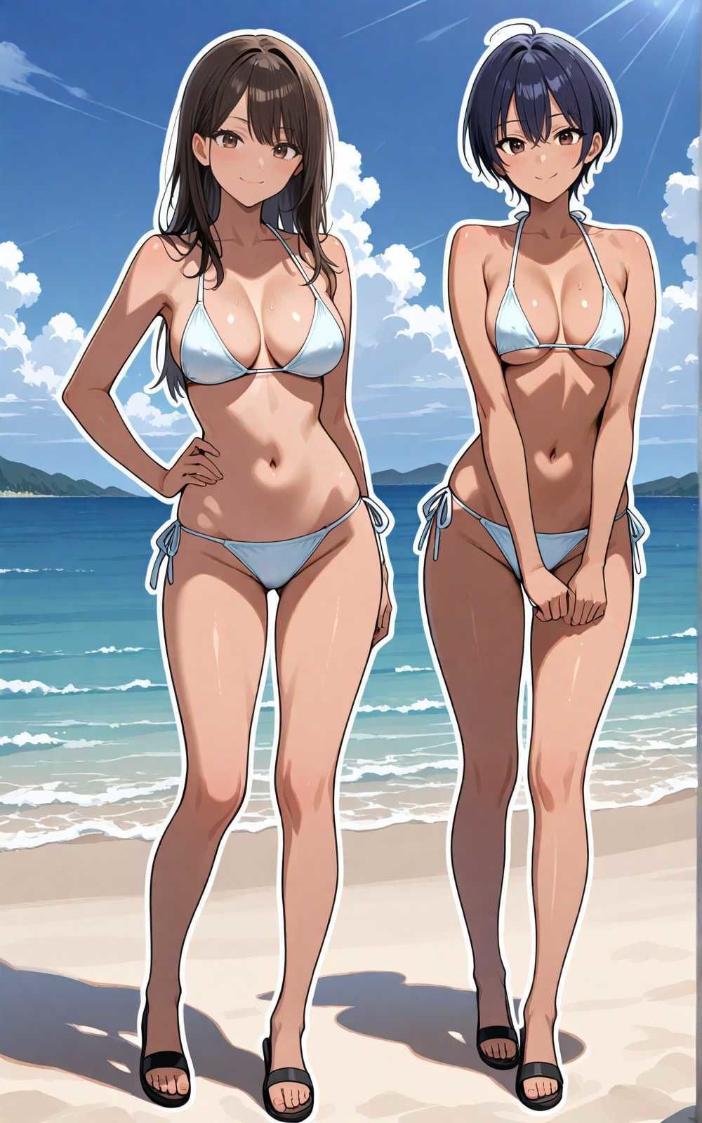 【水着シリーズ】仲良し美少女水着撮影会【500枚】・スク水・競泳水着・ビキニ美少女イラスト集 - サンプル画像 3