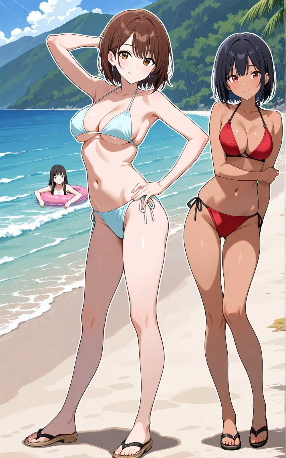 【水着シリーズ】仲良し美少女水着撮影会【500枚】・スク水・競泳水着・ビキニ美少女イラスト集 - サンプル画像 5