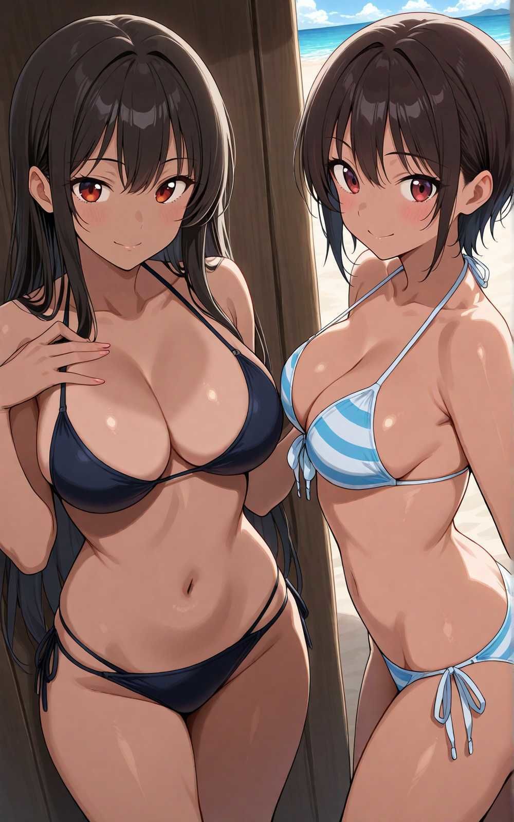 【水着シリーズ】仲良し美少女水着撮影会【500枚】・スク水・競泳水着・ビキニ美少女イラスト集 - サンプル画像 6