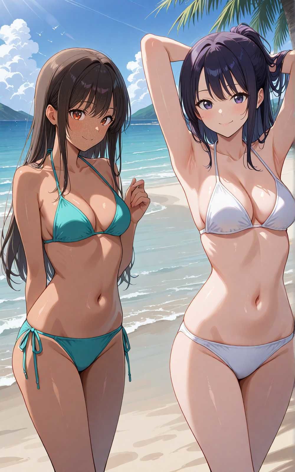 【水着シリーズ】仲良し美少女水着撮影会【500枚】・スク水・競泳水着・ビキニ美少女イラスト集 - サンプル画像 8