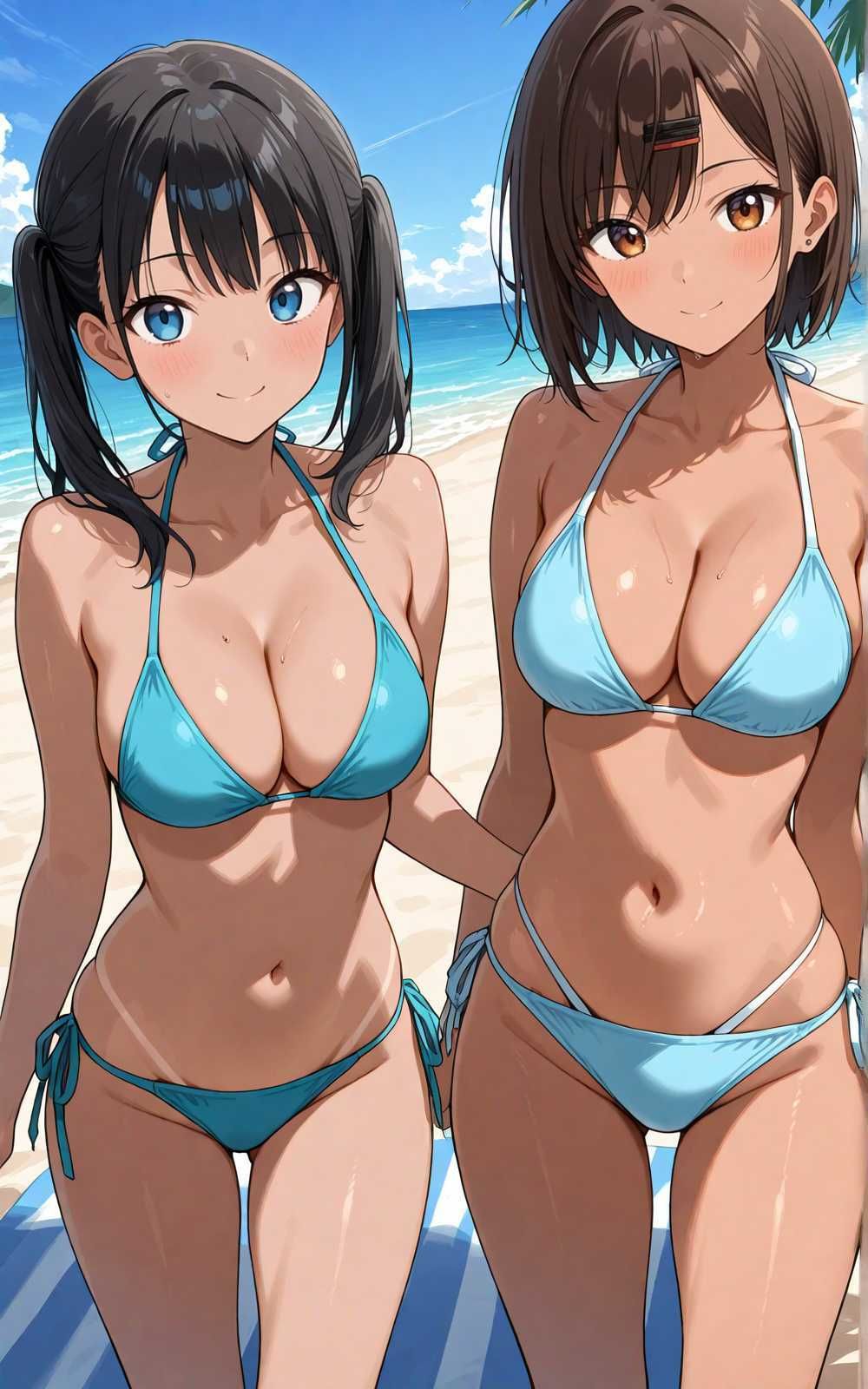 【水着シリーズ】仲良し美少女水着撮影会【500枚】・スク水・競泳水着・ビキニ美少女イラスト集 - サンプル画像 9