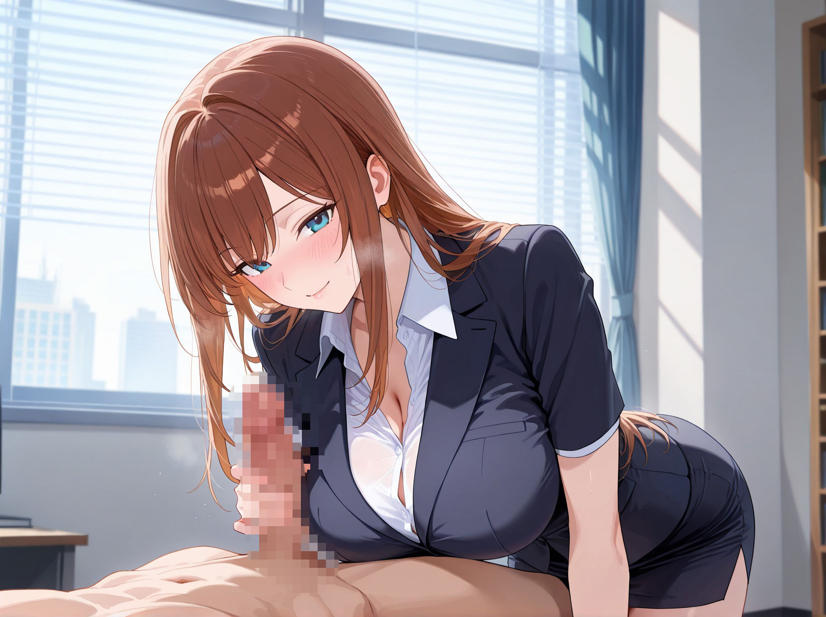 いじわる巨乳先輩OLと秘密のオフィス中出し射精 - サンプル画像 1