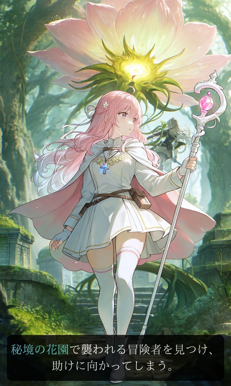 【ストーリー×イラスト｜ストーリー版】ミスティック・ブルーム-心優しい治癒術師、魔花に呼吸を奪われる秘境の花園-【ニーソックス/首絞め/ファンタジー/美少女】 - サンプル画像 3