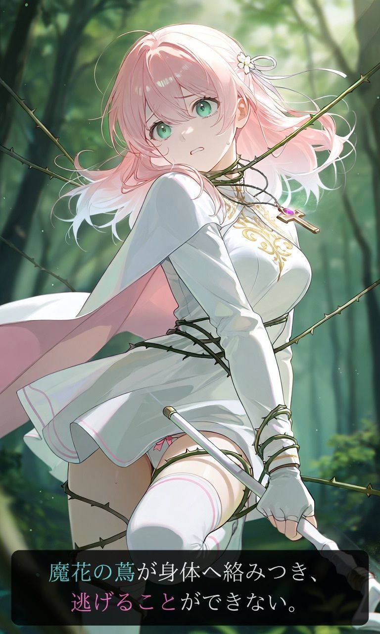 【ストーリー×イラスト｜ストーリー版】ミスティック・ブルーム-心優しい治癒術師、魔花に呼吸を奪われる秘境の花園-【ニーソックス/首絞め/ファンタジー/美少女】 - サンプル画像 4