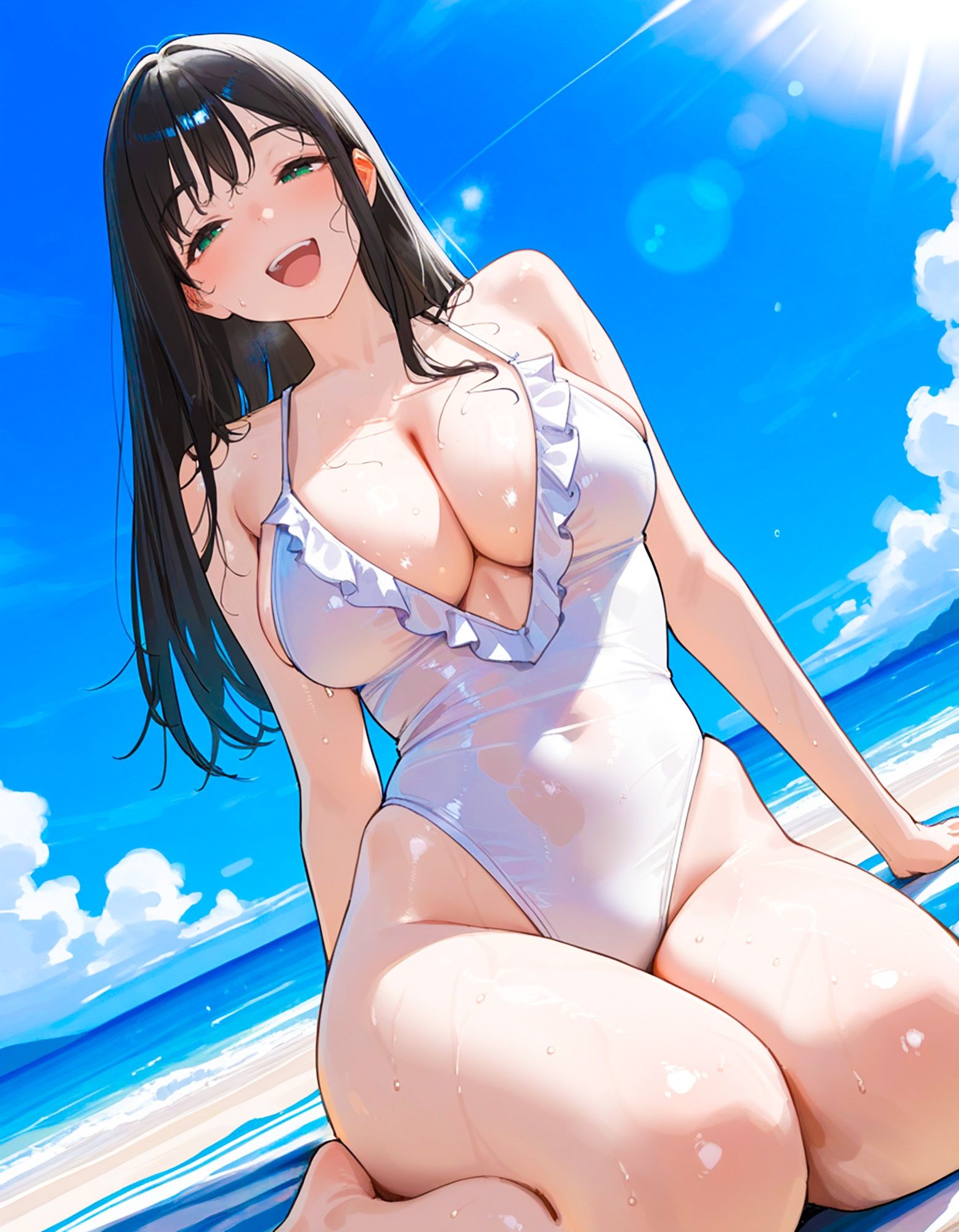 優等生JK快楽堕ち！ワンピース×スリングショット水着姿の美少女生徒会長をメス堕ちさせるまで好き放題ハメまくった話 - サンプル画像 1