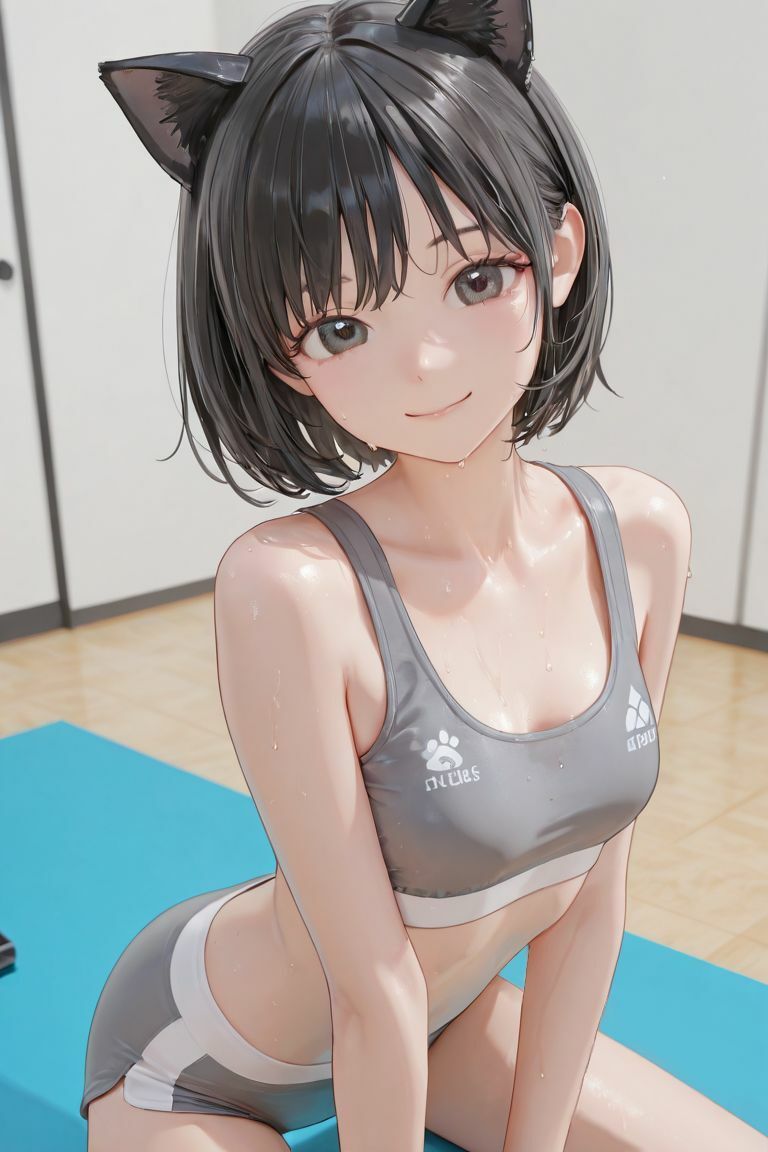 猫耳スポブラエクササイズ - サンプル画像 1
