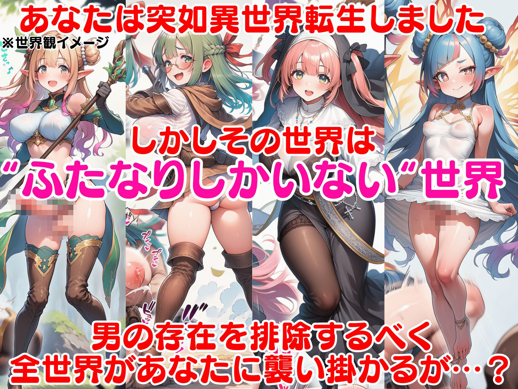 ふたなり即堕ち異世界転生〜ふたなりだらけの世界をチンポで征服します〜 - サンプル画像 1