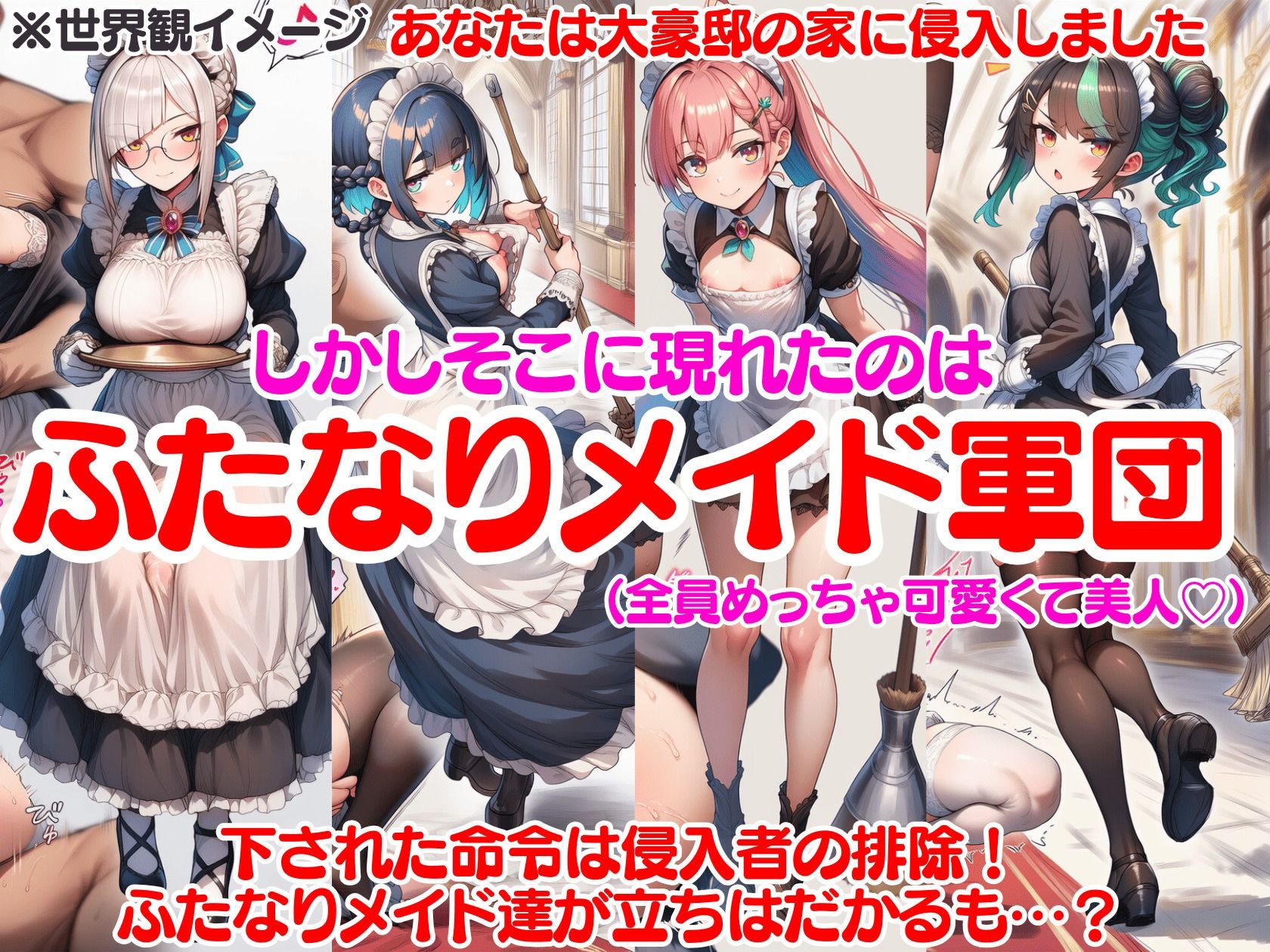 ふたなり即堕ちメイド軍団〜アヘ顔即射精でメイドみるく大量生産〜 - サンプル画像 1