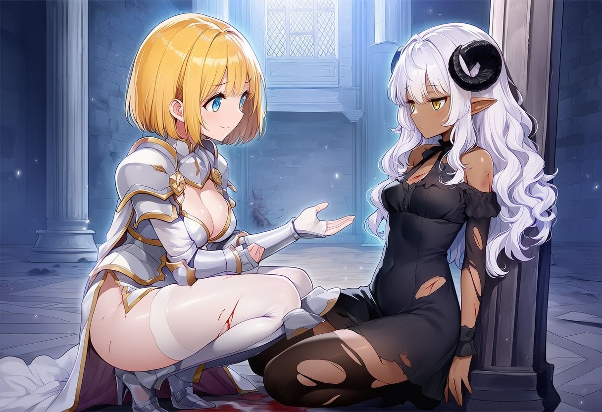 ふたなり勇者ちゃんと魔王ちゃんのイラスト集 - サンプル画像 4